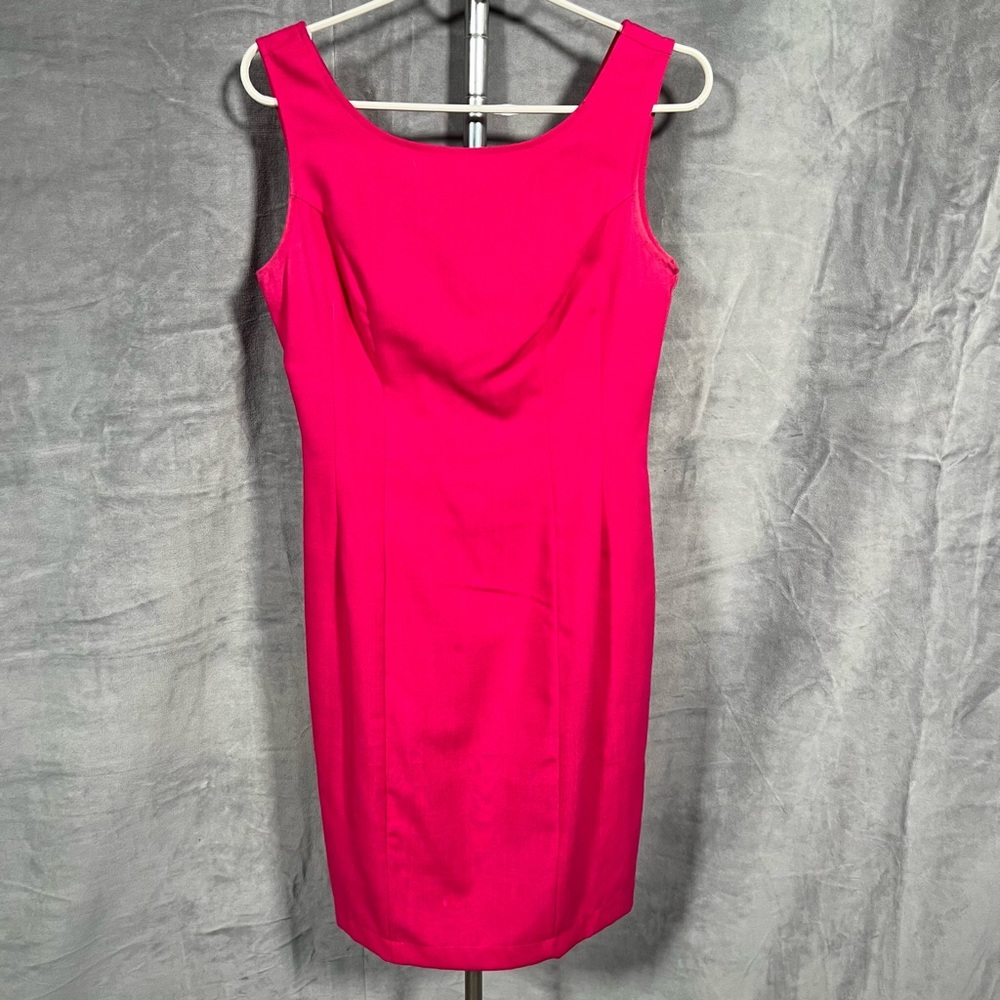 VINTAGE 80s 90s Sz Small Hot Pink Scoop Neck Sleeveless Shift Mini Dress Girly